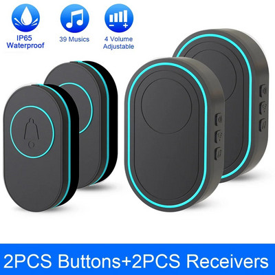 Elecpow Νέο Ασύρματο Κουδούνι Πόρτας IP65 Αδιάβροχο Έξυπνο Κουδούνι Πόρτας 39 Τραγούδια 4 Όγκοι Επιπέδων 150 Μέτρα Κουδούνια πόρτας μεγάλων αποστάσεων