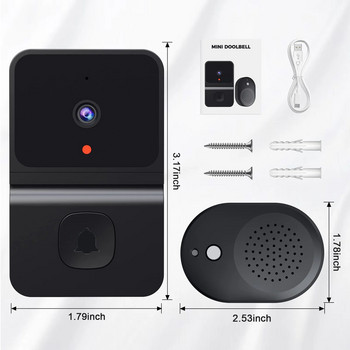 Безжичен звънец WiFi външна HD камера за сигурност Звънец за нощно виждане Видео домофон Промяна на гласа за домашен монитор Домофон