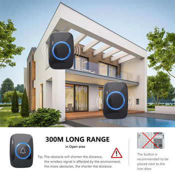 Wireless Doorbell IP44 Waterproof 60 Chime 110DB 300M Remote EU UK US Smart Door Bell Smart Doorbell Welcome Doorbell