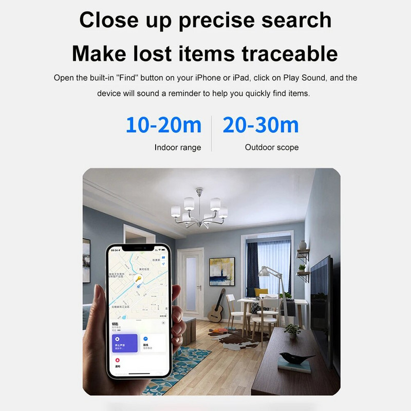 Mini Smart Tracker Bluetooth Key Locator GPS Reverse Track Lost Device Mobiiltelefon Lemmikloomalapsed IOS-süsteem Apple`ile Find My