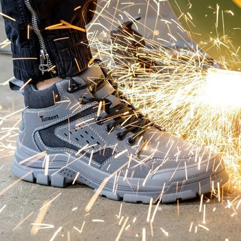 Работни маратонки Обувки със стоманени пръсти Мъжки предпазни обувки Устойчиви на пробиване работни обувки Ботуши Модни неразрушими обувки Сигурност