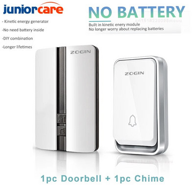 Έξυπνα σετ κουδουνιών πόρτας Ασύρματο κουδούνι πόρτας Αδιάβροχο αυτοτροφοδοτούμενο κουμπί Δέκτης κουδουνιών για το σπίτι εξωτερικού χώρου Δέκτης δωρεάν μπαταρία Κουδούνι πόρτας