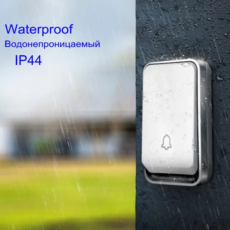 Έξυπνα σετ κουδουνιών πόρτας Ασύρματο κουδούνι πόρτας Αδιάβροχο αυτοτροφοδοτούμενο κουμπί Δέκτης κουδουνιών για το σπίτι εξωτερικού χώρου Δέκτης δωρεάν μπαταρία Κουδούνι πόρτας