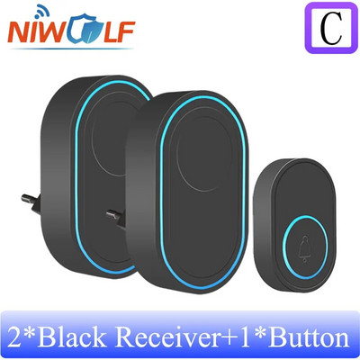 Ασύρματο Doorbell 433MHz Home Welcome Door Bell Μουσική Chime Melodies Δέκτης Έξυπνος συναγερμός ασφαλείας σπιτιού