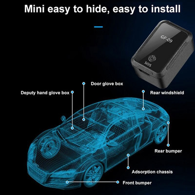 Νέο Mini GF 09 GPS Car Tracker Παρακολούθηση σε πραγματικό χρόνο Anti-loss Positioner Magnetic Adsorption Seat SIM Information Positioning