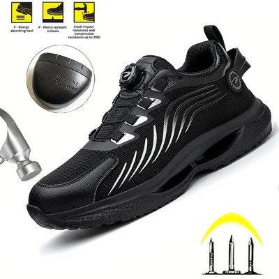Защитни обувки със стоманени пръсти за мъже Конструкция против приплъзване Леки работни ботуши Удобни летни