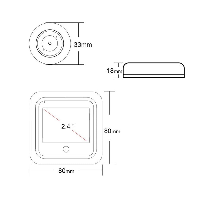 Κάμερα με ματάκι πόρτας IP55 Οικιακή παρακολούθηση ματιών γάτας 2,4 ιντσών υπέρυθρη νυχτερινή όραση Ηλεκτρονικός καθρέφτης πόρτας Προστασία ασφαλείας