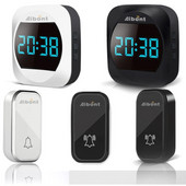 Αυτοτροφοδοτούμενο ασύρματο κουδούνι πόρτας με ένδειξη χρόνου Τηλεχειριστήριο ασύρματο κουδούνι πόρτας AC 100V-240V για γραφείο στο σπίτι του ξενοδοχείου