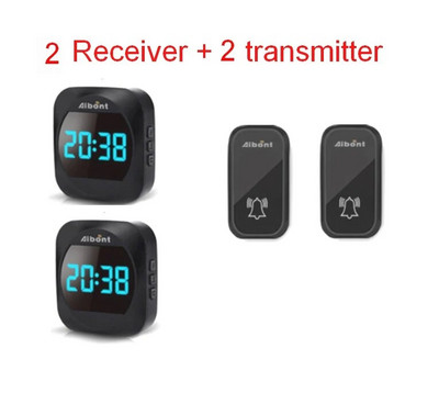 Αυτοτροφοδοτούμενο ασύρματο κουδούνι πόρτας με ένδειξη χρόνου Τηλεχειριστήριο ασύρματο κουδούνι πόρτας AC 100V-240V για γραφείο στο σπίτι του ξενοδοχείου