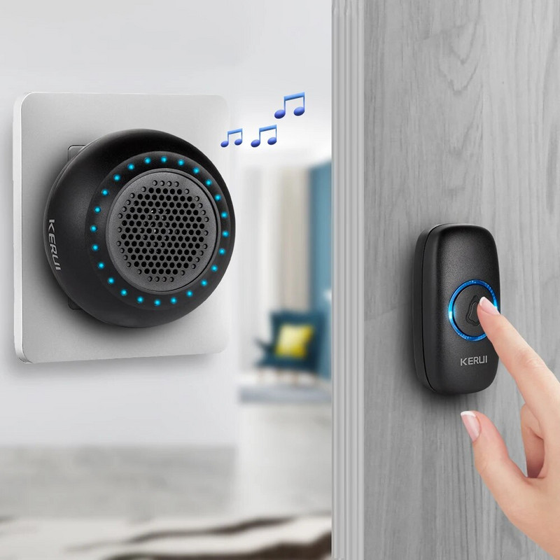 KERUI M523 Wireless Doorbell Kit Αδιάβροχο κουμπί αφής 32 τραγούδια Πολύχρωμο φως LED Home Security Smart Chimes Doorbell alarm