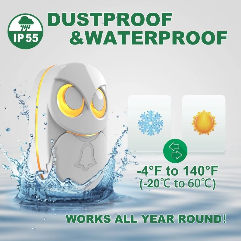 Bežično zvono na vratima - 300 metara dugog dometa bežično zvono na vratima Vodootporno vanjsko kućno inteligentno zvono na vratima