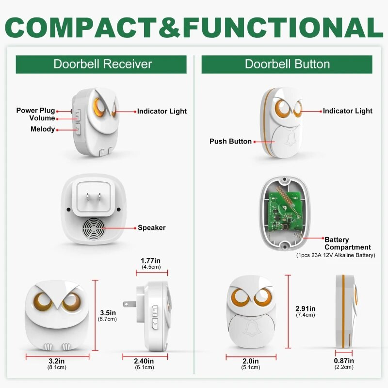 Bežično zvono na vratima - 300 metara dugog dometa bežično zvono na vratima Vodootporno vanjsko kućno inteligentno zvono na vratima