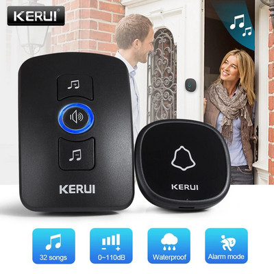 KERUI M525 Ασύρματο κουδούνι πόρτας Αδιάβροχο κουμπί αφής Home Security Welcome Smart Chimes Κουδούνι πόρτας Φως LED συναγερμού 32 τραγούδια