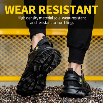 Φθινοπωρινά ελαφριά ανδρικά παπούτσια εργασίας ασφαλείας χωρίς δαντέλες (με ατσάλινο καπάκι στα δάχτυλα) παπούτσια εργασίας κατά των τρυπημάτων και μπότες
