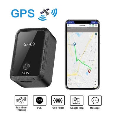 Mini GF 09 GPS automobilio stebėjimo priemonė, realiuoju laiku stebinti nuo vagystės ir pamesti lokatorius, stiprus magnetinis tvirtinimo SIM pranešimų padėties nustatymo įrenginys