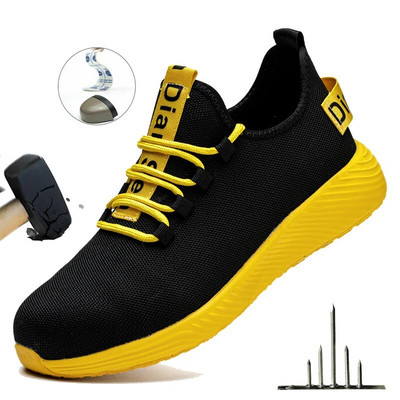 Предпазни обувки Обувки със стоманени пръсти за мъже Anti Smash Anti Puncture Неплъзгащи се леки работни обувки Безопасни маратонки за бягане на открито