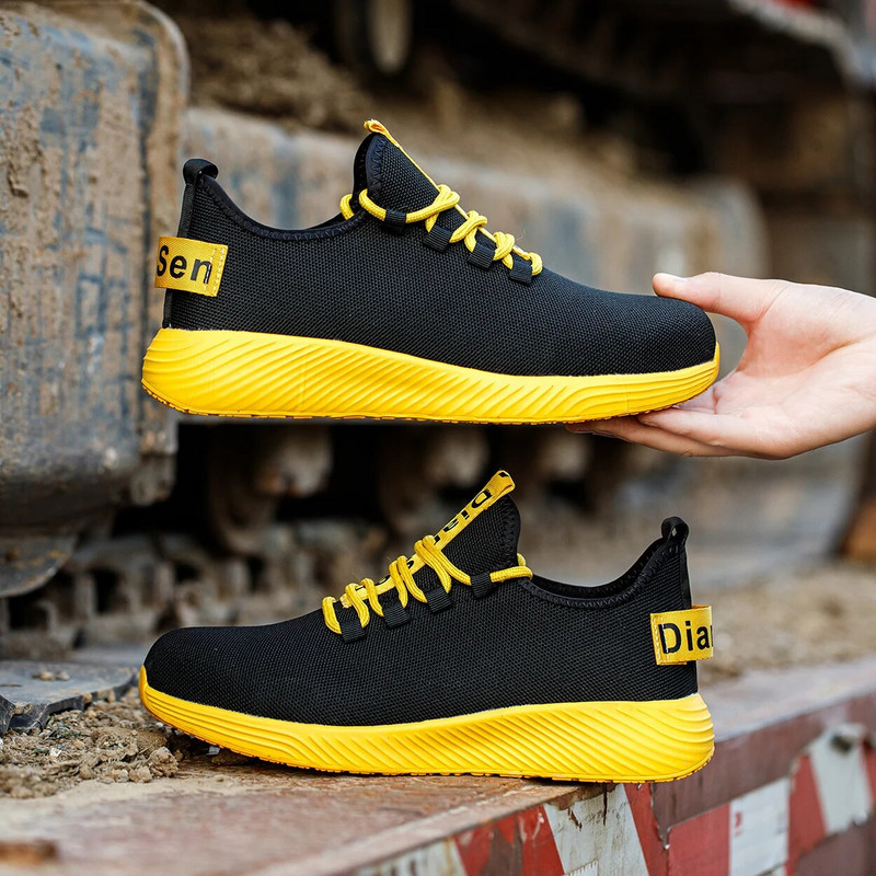 Παπούτσια ασφαλείας Ανδρικά παπούτσια από ατσάλι, αντιθραυστικά, αντιολισθητικά, ελαφριά παπούτσια εργασίας, αθλητικά παπούτσια για τρέξιμο για εξωτερικούς χώρους