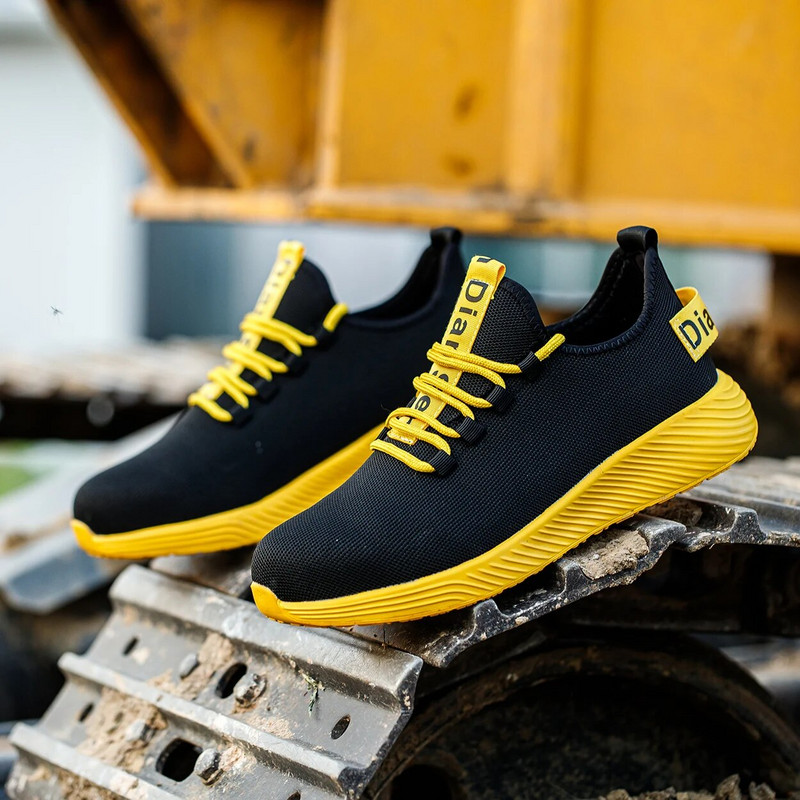 Παπούτσια ασφαλείας Ανδρικά παπούτσια από ατσάλι, αντιθραυστικά, αντιολισθητικά, ελαφριά παπούτσια εργασίας, αθλητικά παπούτσια για τρέξιμο για εξωτερικούς χώρους