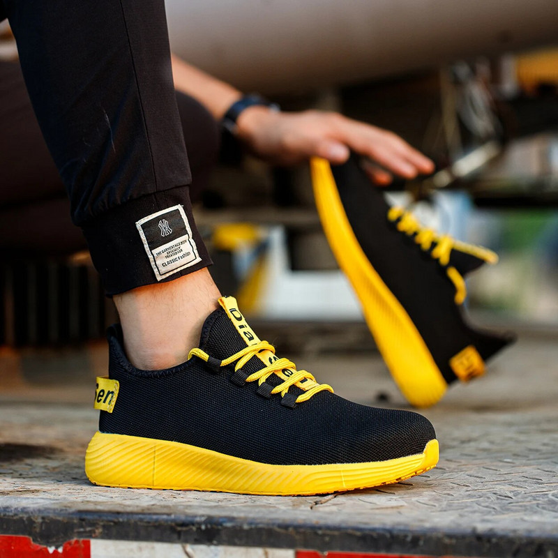 Παπούτσια ασφαλείας Ανδρικά παπούτσια από ατσάλι, αντιθραυστικά, αντιολισθητικά, ελαφριά παπούτσια εργασίας, αθλητικά παπούτσια για τρέξιμο για εξωτερικούς χώρους