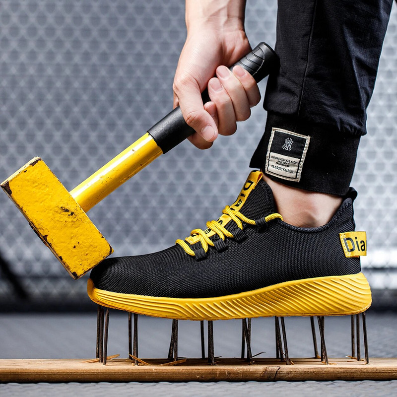Παπούτσια ασφαλείας Ανδρικά παπούτσια από ατσάλι, αντιθραυστικά, αντιολισθητικά, ελαφριά παπούτσια εργασίας, αθλητικά παπούτσια για τρέξιμο για εξωτερικούς χώρους