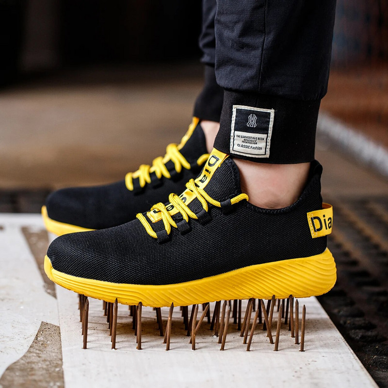 Παπούτσια ασφαλείας Ανδρικά παπούτσια από ατσάλι, αντιθραυστικά, αντιολισθητικά, ελαφριά παπούτσια εργασίας, αθλητικά παπούτσια για τρέξιμο για εξωτερικούς χώρους