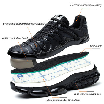 2023 νέα ανδρικά ελαφριά αναπνεύσιμα στιβαρά παπούτσια εργασίας από χάλυβα κατά της συντριβής, αντι-μαχαιρώματα, προστασία ασφαλείας ανθεκτικά στη φθορά