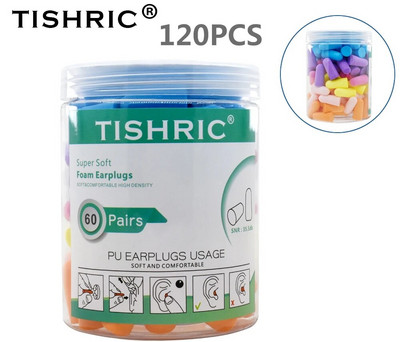 10/60/120/160PCS TISHRIC PU Σφουγγάρι Ωτοασπίδες Αντιθορύβου Ωτοασπίδες ύπνου Ρυθμός μείωσης θορύβου 35,5db Ωτοασπίδες για ύπνο/μελέτη