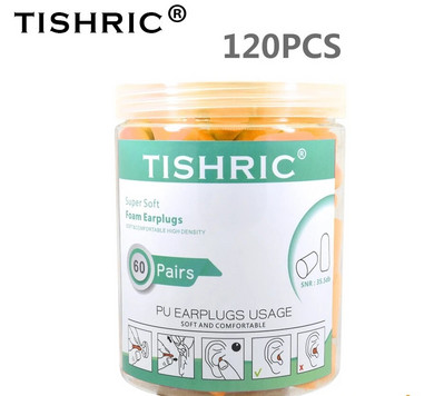 10/60/120/160PCS TISHRIC PU Σφουγγάρι Ωτοασπίδες Αντιθορύβου Ωτοασπίδες ύπνου Ρυθμός μείωσης θορύβου 35,5db Ωτοασπίδες για ύπνο/μελέτη