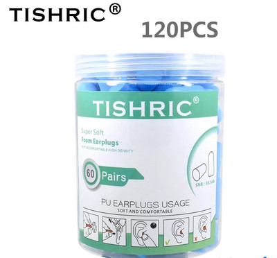 10/60/120/160PCS TISHRIC PU Σφουγγάρι Ωτοασπίδες Αντιθορύβου Ωτοασπίδες ύπνου Ρυθμός μείωσης θορύβου 35,5db Ωτοασπίδες για ύπνο/μελέτη