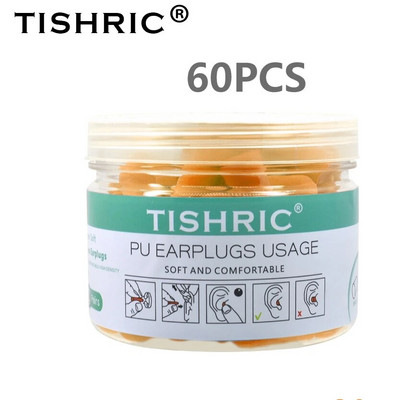 10/60/120/160PCS TISHRIC PU Σφουγγάρι Ωτοασπίδες Αντιθορύβου Ωτοασπίδες ύπνου Ρυθμός μείωσης θορύβου 35,5db Ωτοασπίδες για ύπνο/μελέτη