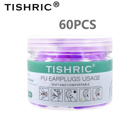 10/60/120/160PCS TISHRIC PU Σφουγγάρι Ωτοασπίδες Αντιθορύβου Ωτοασπίδες ύπνου Ρυθμός μείωσης θορύβου 35,5db Ωτοασπίδες για ύπνο/μελέτη