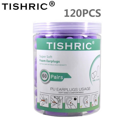 10/60/120/160PCS TISHRIC PU Σφουγγάρι Ωτοασπίδες Αντιθορύβου Ωτοασπίδες ύπνου Ρυθμός μείωσης θορύβου 35,5db Ωτοασπίδες για ύπνο/μελέτη
