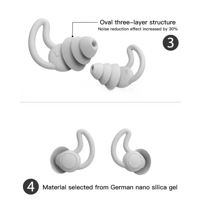 Επαναχρησιμοποιήσιμες ωτοασπίδες ακύρωσης θορύβου Ασφαλείς ωτοασπίδες σιλικόνης κατά του θορύβου για σκοποβολή σε ταξίδια ύπνου