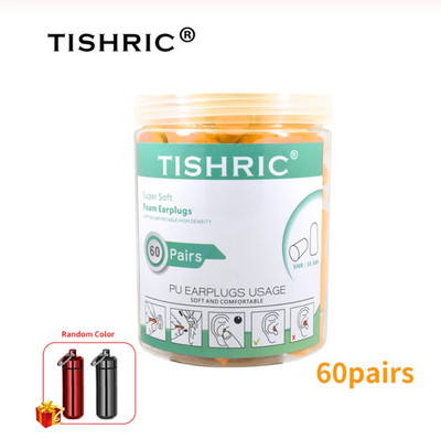 30/60 párov štuple do uší TISHRIC, PU špongia, štuple do uší s redukciou hluku 35,5 dB, chrániče sluchu na spanie