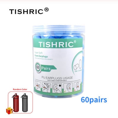 30/60 párov štuple do uší TISHRIC, PU špongia, štuple do uší s redukciou hluku 35,5 dB, chrániče sluchu na spanie