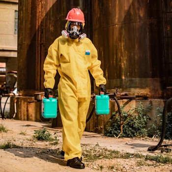 Ενδύματα εργασίας ενός κομματιού Προστατευτικά χημικά, επικίνδυνα χημικά υγρά, θειικά οξέα και αλκάλια, ενδύματα εργασίας