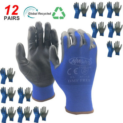NMSAFETY 12 Pairs Working Protective Glove Men Flexible Nylon or Polyester Safety Gloves Work Professional Safety Supplies