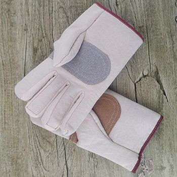 Платнени ръкавици Устойчиви на износване платнени ръкавици за поддръжка на заварчици Двойно удебелени защитни ръкавици за защита на труда