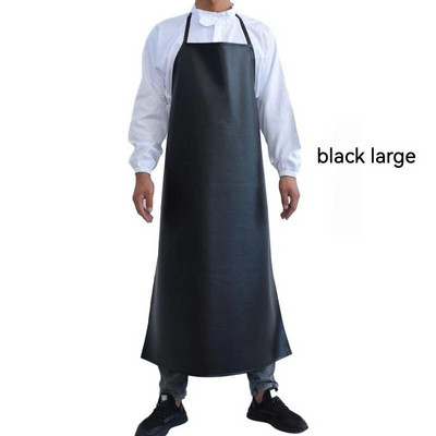 Кожена водоустойчива и маслоустойчива престилка от полиуретан за мъже Престилка за храна за клане на вода за възрастни, черна и дълга кожена престилка