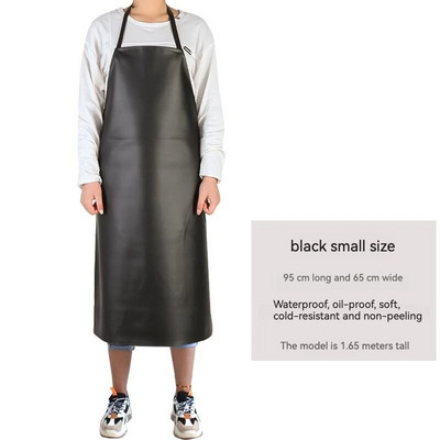Кожена водоустойчива и маслоустойчива престилка от полиуретан за мъже Престилка за храна за клане на вода за възрастни, черна и дълга кожена престилка
