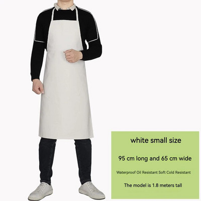 Кожена водоустойчива и маслоустойчива престилка от полиуретан за мъже Престилка за храна за клане на вода за възрастни, черна и дълга кожена престилка