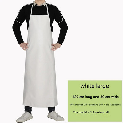 Кожена водоустойчива и маслоустойчива престилка от полиуретан за мъже Престилка за храна за клане на вода за възрастни, черна и дълга кожена престилка