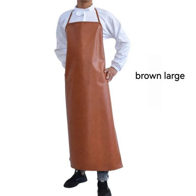 Кожена водоустойчива и маслоустойчива престилка от полиуретан за мъже Престилка за храна за клане на вода за възрастни, черна и дълга кожена престилка