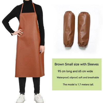 Кожена водоустойчива и маслоустойчива престилка от полиуретан за мъже Престилка за храна за клане на вода за възрастни, черна и дълга кожена престилка