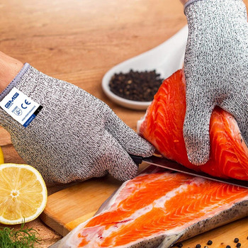 Риболовни ръкавици против порязване GMG Неплъзгащи се HPPE EN388 ANSI Защитни ръкавици против порязване ниво 5 Ръкавици за безопасност Устойчиви на порязване ръкавици за кухненска градина