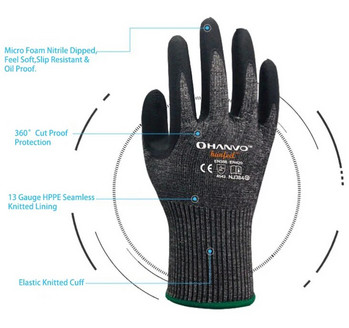 ANSI A4 Устойчиви на порязване работни ръкавици HPPE Micro Foam Nitrile Maxi High Flex Proof Glass Handling Butcher Safety Gloves