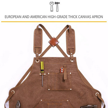 Унисекс работна престилка с многофункционален джоб за инструменти за заваряване дървообработване металообработване рисуване барбекю дебело платнено защитно облекло
