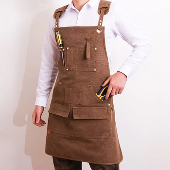 Унисекс работна престилка с многофункционален джоб за инструменти за заваряване дървообработване металообработване рисуване барбекю дебело платнено защитно облекло
