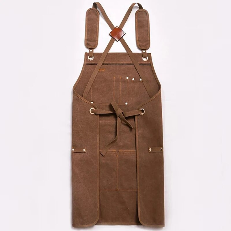 Unisex tööpõll koos multifunktsionaalse tööriistataskuga keevitamiseks puidutöötlemiseks metallitöötlemiseks värvimiseks BBQ paksu lõuendiga kaitseriietus
