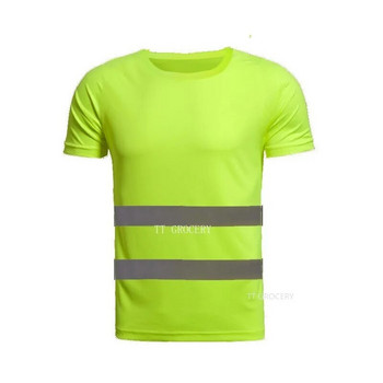 Υπαίθρια αθλητικά Φθορίζον Υψηλής ορατότητας Πουκάμισο Εργασίας Ασφαλείας Καλοκαιρινό Αναπνεύσιμο Μπλουζάκι Εργασίας Ανακλαστικό Γιλέκο Μπλουζάκι Quick Dry